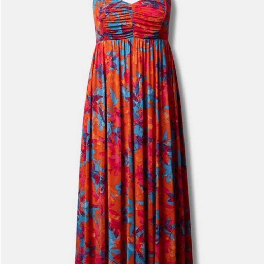 Torrid Soft Mesh Pleated Maxi Dress. Size 1 (14/16). NWT!